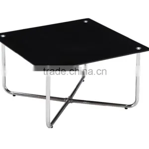 "X" Shape Chrome Legs Glass Top Living Room Table thumbnail-1