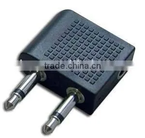 Airplane Adaptor Connector 2*3.5mono Plug to 3.5 Stereo Jack thumbnail-1