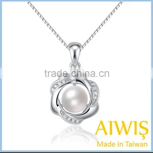 Fashion Natural FreshWater Pearls Sterling Silver Endant Necklace thumbnail-1