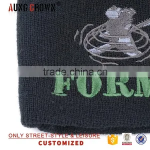 100% Acrylic Knit 3d Embroidery Beanie thumbnail-3