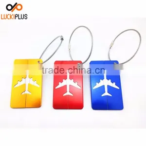 Luckiplus Colorful Aluminum Air Plane Pattern Luggage Tag ID Tag Name Card Holder Yellow thumbnail-4