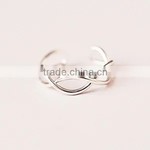 New 925 Sterling Silver Jewelry, Silver Wave Ring Opening Tail Ring Joint Ring Jewelry Wholesale thumbnail-1