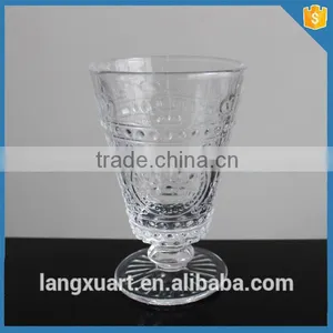 Pressed French Design Glass Wine Goblet thumbnail-3