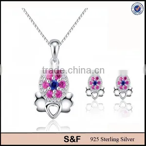 Multicolor Diamond Wholesale 925 Sterling Silver Jewelry Set thumbnail-1
