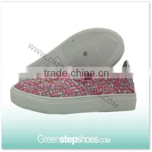 Girls Chic Slip-on Elastic Ribbons Woven Flats Leisure Shoes thumbnail-2