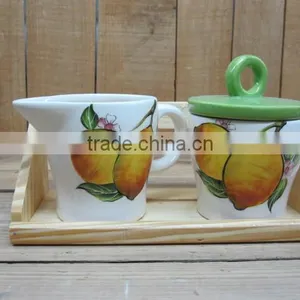 High Quality Ceramic Sugar Pot and Milk Cup Serving Set thumbnail-1