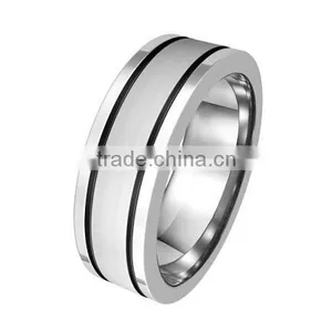 Men's Tungsten CZ Bands With Mirror Polished Tungsten Stripe Jewelry Ring thumbnail-4