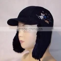 Black Fashionable Winter Cap for Girl thumbnail-1