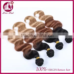 Ombre Natural Color Brown Light Color Virgin Malaysian Hair Body Wave Human Hair Extensions thumbnail-2