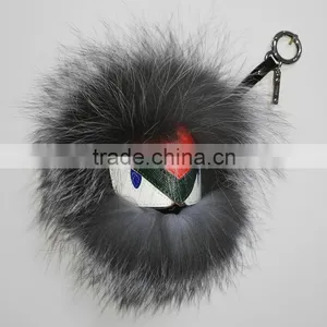 Real Fur Monster Pom Pom Fur Balls Doll Ball Pom Pom Keychain thumbnail-2