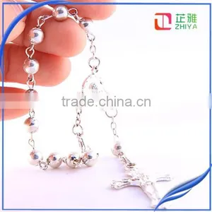 Round Silver Bead Catholic Rosary thumbnail-4