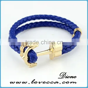 DIY Jewelry Fashion Bracelet Mens Navy Nautical Braided Leather Anchor Bracelet thumbnail-3