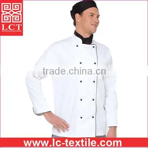 Wholesale Mandarin Collar Design White Chef Uniform Equipped With 10 Interchangeable Buttons(LCTU0019) thumbnail-1