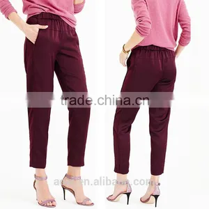 Oem Suppply Fashion Satin Elastic Waist Straight Legging New Style Women Pants thumbnail-1