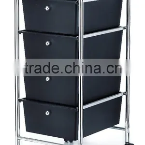 4 Tier Drawer Storage Organizer Rolling Trolley Cart Chrome thumbnail-1