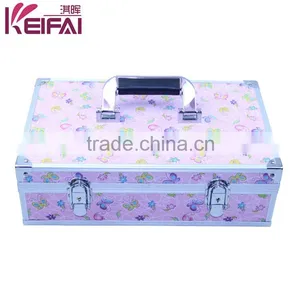Personalized Lockable Hardshell Pink Makeup Boxes With Compartments thumbnail-6