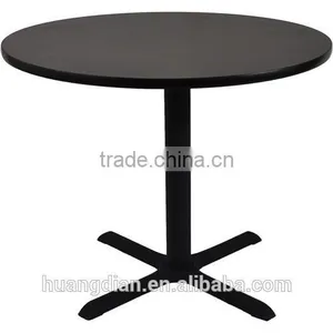 Custom Made Restaurant Furniture Wooden Table Top Metel Base Round Coffee Dining Table thumbnail-1