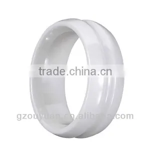 New Grooved White Ceramic Ring, Women's White Ceramic Ring thumbnail-1
