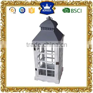 2016 Wood Candle Lanterns With Grey Metal Top thumbnail-1