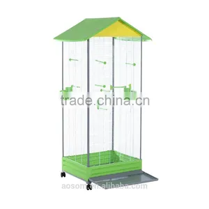 Pawhut White Green Yellow Garden Metal Parrot Cage thumbnail-1