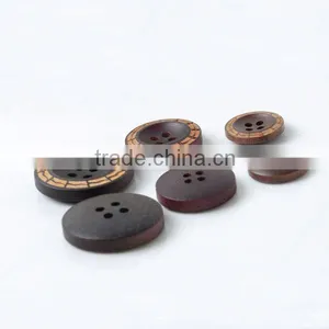 Laser Engraved 4 Holes Black Wooden Buttons for Garment thumbnail-1