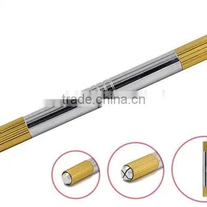 Gold 2 Heads Permanent Makeup Tools Manual 3D Eyebrow Tattoo Pen thumbnail-2