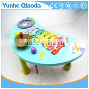 Wooden Musical Percussion Instruments Blue Moon Shape Table Xylophone Drum Symbol Noisy /educational Wooden Toy/ thumbnail-1