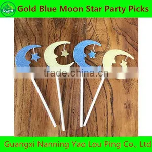 Party Supplies Gold /blue Moon and Star Insert Cards Cake For Home Garden Wedding Party Lovely Gift Decoration thumbnail-3