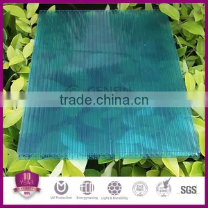 Lake-blue Colored Glass Sheets Polycarbonate Honeycomb Hollow Roofing thumbnail-4