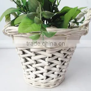Tropical Flower Plant Wicker Basket Flower Plastic Lined Plant Basket thumbnail-1