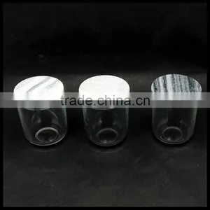 Chinese Supplier Small Round Glass Candle Holder With Marble Lid 90ml thumbnail-5