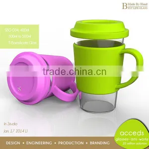 Decorative Sleeve Attched Doube Wall Glass Milk Cup In 2014 thumbnail-1