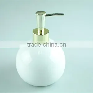 White Ceramic Bathroom Accessories Set 2 / Lotion Dispenser & Tumbler With Color Gift Box thumbnail-6