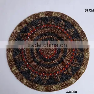 Brown Black Glass Bead Place Mats With Patterns Available in More Colours and Patterns thumbnail-1