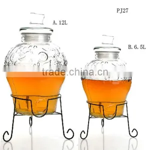 12L 6.5L Glass Colored Drink Liquid Dispenser With Stand thumbnail-1