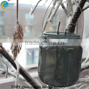 Homemade Snow Globes Mason Jar Glass Candle Jar in Grey thumbnail-2