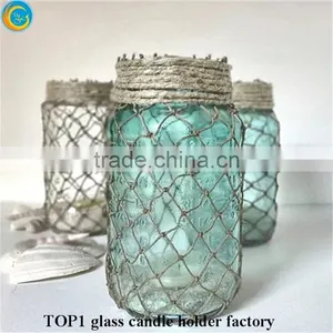 Lit Mercury Glass Globe Sea Glass Mason Jar Light thumbnail-2
