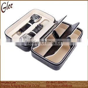 Zipper Closure 2 Slots Leather Watch Box thumbnail-1