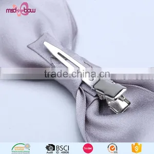 Custom Size Grey Ribbon Boys Mens Bow-tie With Alligator Clip thumbnail-4