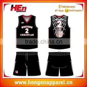 Hongen Apparel OEM Service Basketball Jersey Logo Design Custom Basketball Jersey Basketball Shorts thumbnail-1