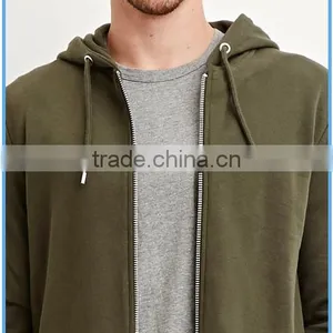 Men's French Terry Zipper Up Longline Hoodie thumbnail-2
