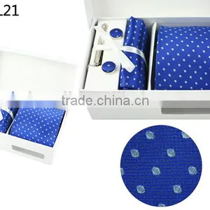 WL-21 Men's 100% Polyester Cufflink Hanky Tie Set With Gift Box thumbnail-1