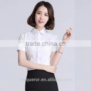 New Open Shirts Design Short Sleeve Cotton Shirt for Ladies thumbnail-1
