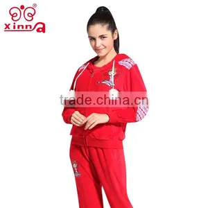 2016 China Lovely Red Wholesale Velvet for Women Branded Cheap Tracksuits Sports Wear thumbnail-1