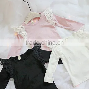 1-6 Years 2017 Wholesale Autumn Cotton Full Sleeves Patchwork Lace Kids Girls Blouses (pick Size Color) thumbnail-1