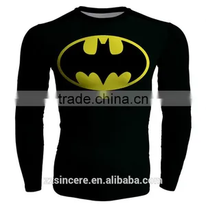 Men's Compression Polyster T-shirt Superhero Running Cycling Base Tee Tops thumbnail-3