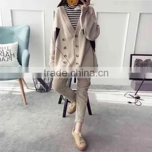 2017 New Spring Korean Sweater Cardigan Long Loose Double-breasted Tassels Knit Sweater thumbnail-2
