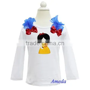 Girls Embroidered Snow White Princess Red Polka Dots White Long Sleeves Top thumbnail-1