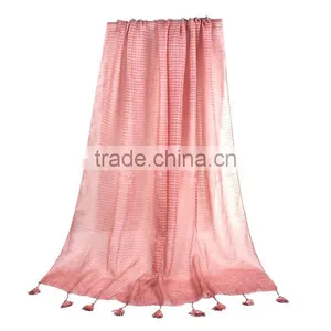 Cotton Polyester Blend Scarves & Wraps Rectangle Dark Pink Tassel Custom Design Scarf thumbnail-1