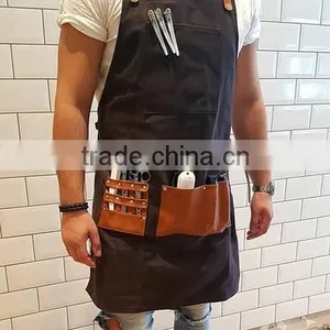 Hand Crafted Custom Logo Black Barber Waxed Canvas Apron for Mens thumbnail-4